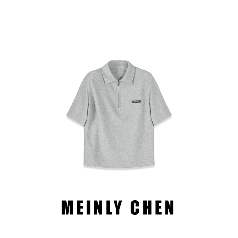 【MEINLY  CHEN】【灰POLO】高端设计师款休闲百搭短POLO衫8252116