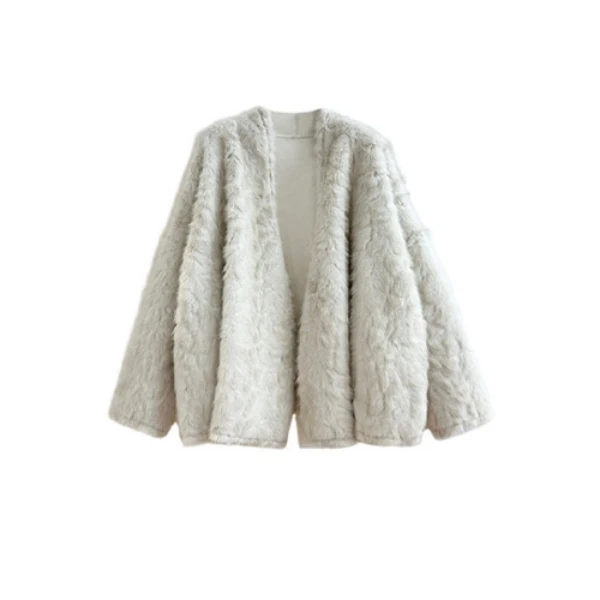 冬季慵懒宽松韩版加厚大衣廓形显瘦百搭毛毛外套女