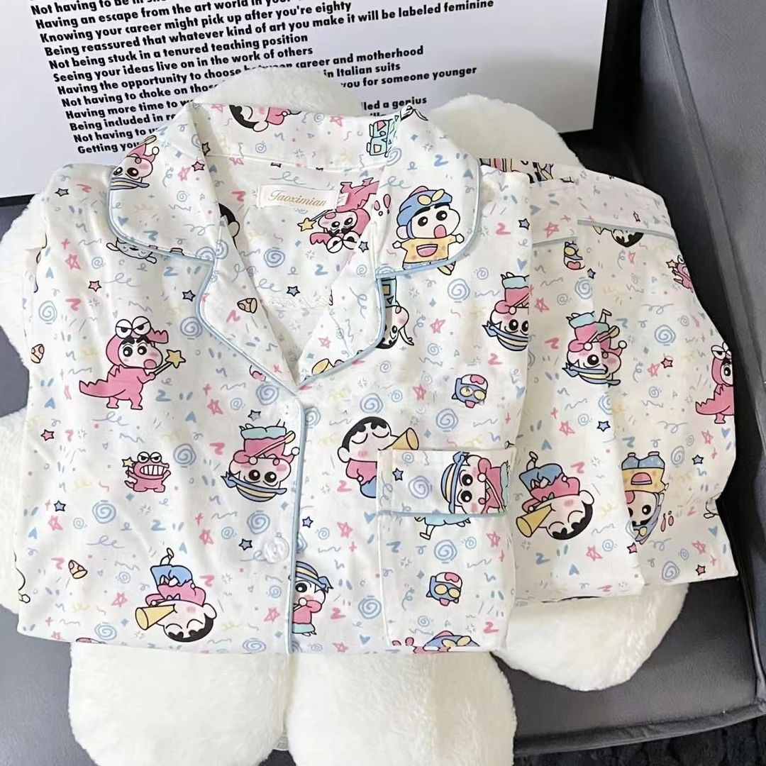 韩版ins甜美卡通睡衣女春秋季新款长袖秋款套装薄款可爱家居服