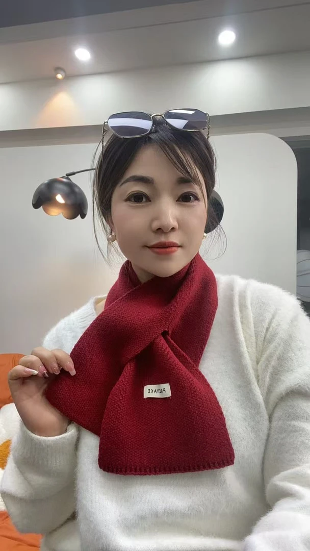 2025秋冬季新款百搭时尚针织腈纶短款围领休闲风纯色围巾保暖