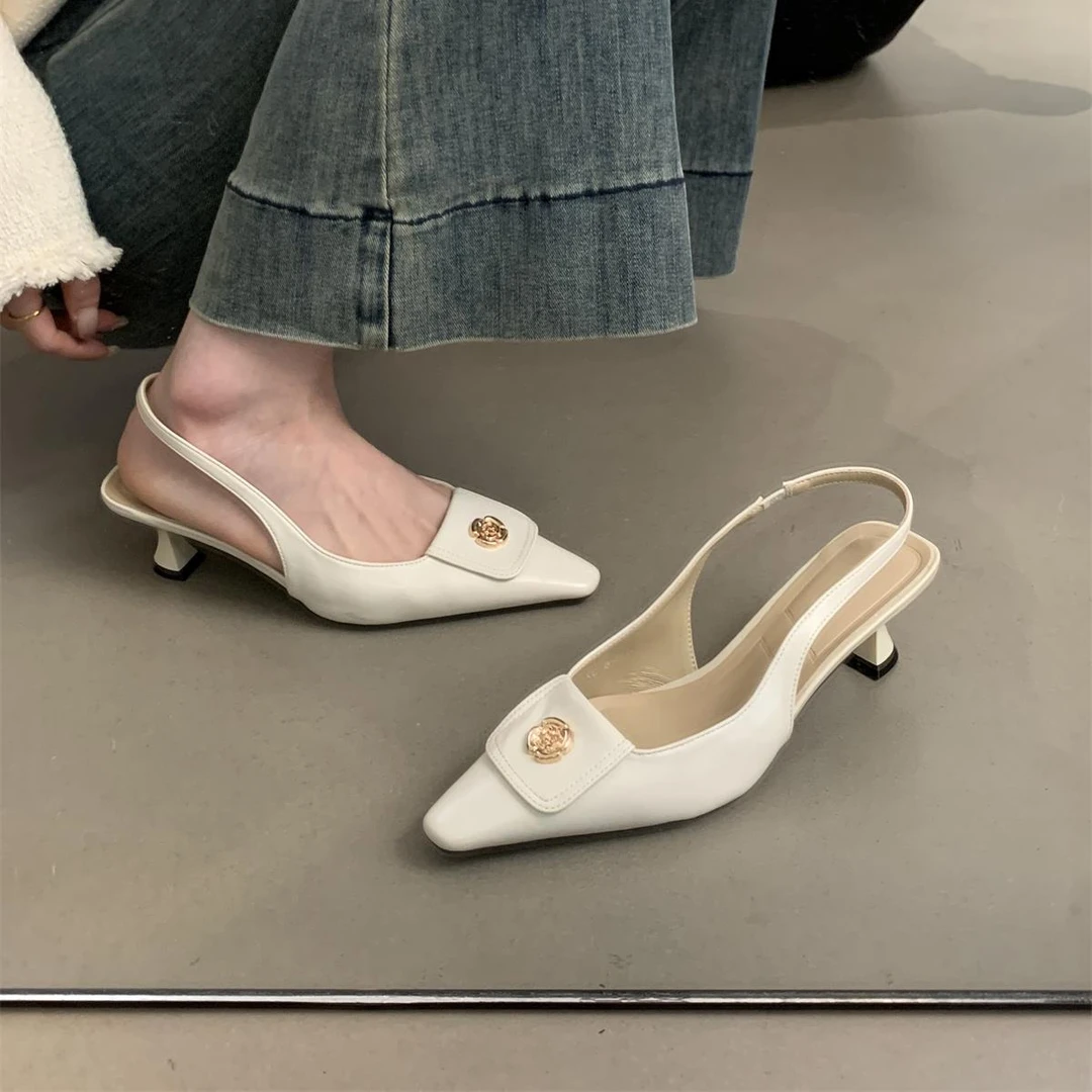配裙子尖头高跟鞋新款韩版法式仙女晚风气质绝美包头凉鞋女夏