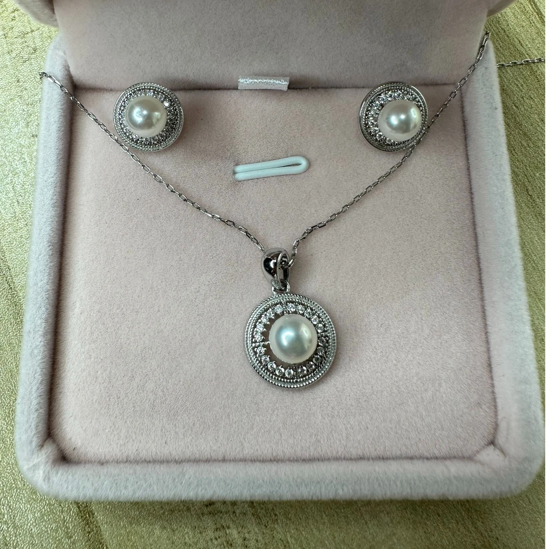 法式复古akoya天然海水珍珠耳钉吊坠5-6.5mm轻奢独特小众强光