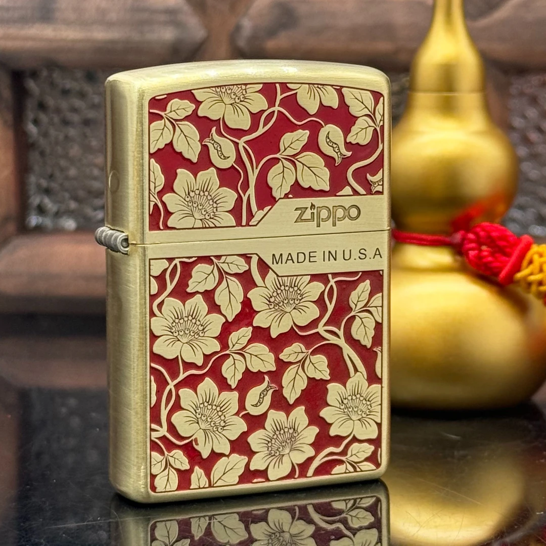 ZIPPO/之宝打火机 花开向阳黄铜填红DYJ1