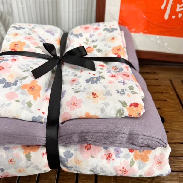 尝鲜价！！雨爸纯棉双层纱四件套 自作