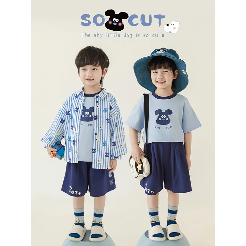 幼悠男童春夏新款可爱短袖套装时尚帅气儿童森系服装潮牌品质童装