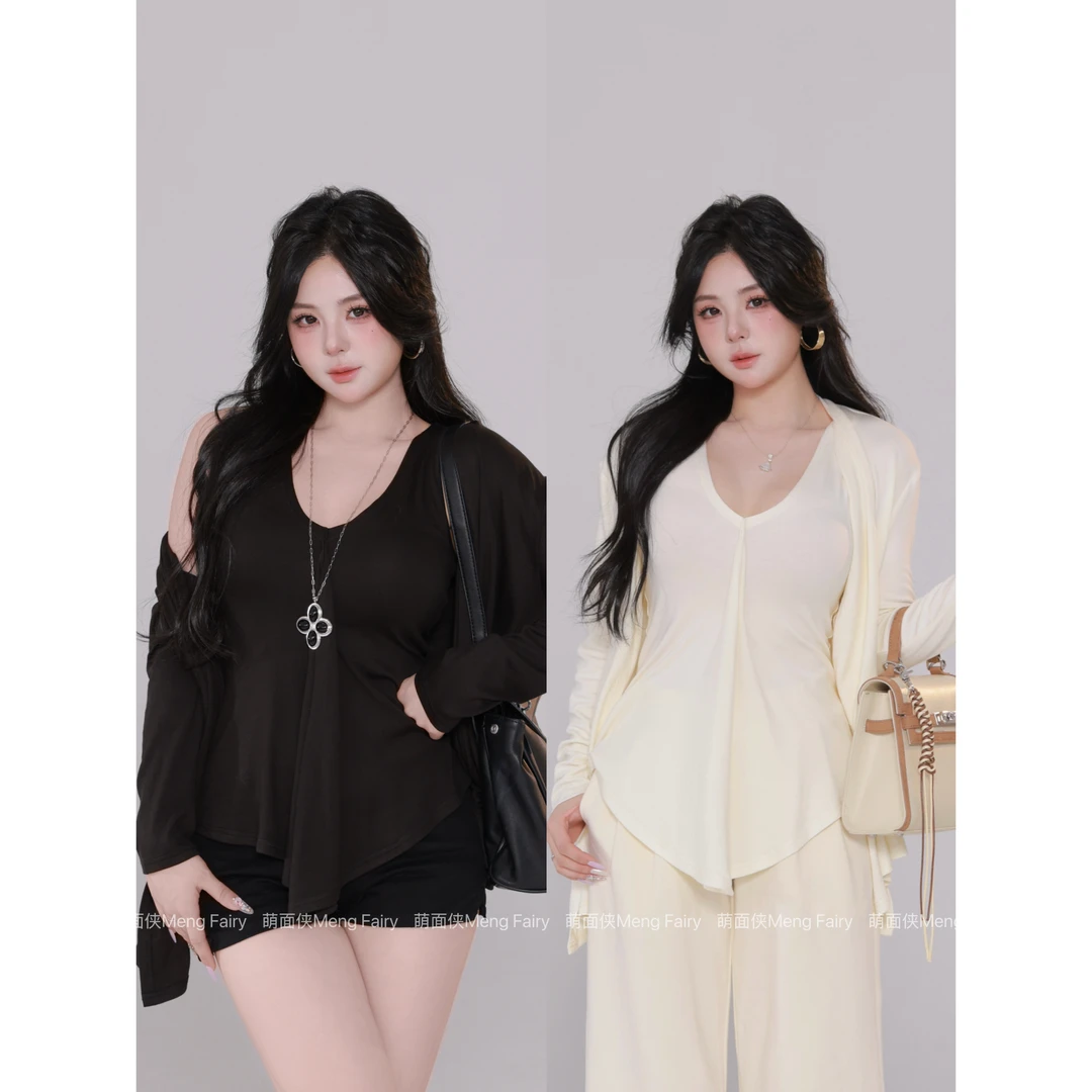 现货萌面侠【温柔松弛】设计感背心长裤开衫套装5784M57595785M