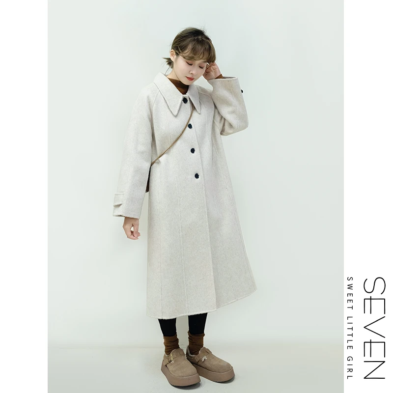 69③七七146小个子韩系100%羊毛双面呢大衣中长款外套女冬小美说