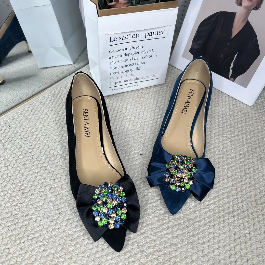 春季镶钻单鞋百搭/羊皮皮33/41彩砖蝴蝶结春/夏季高跟短靴凉靴