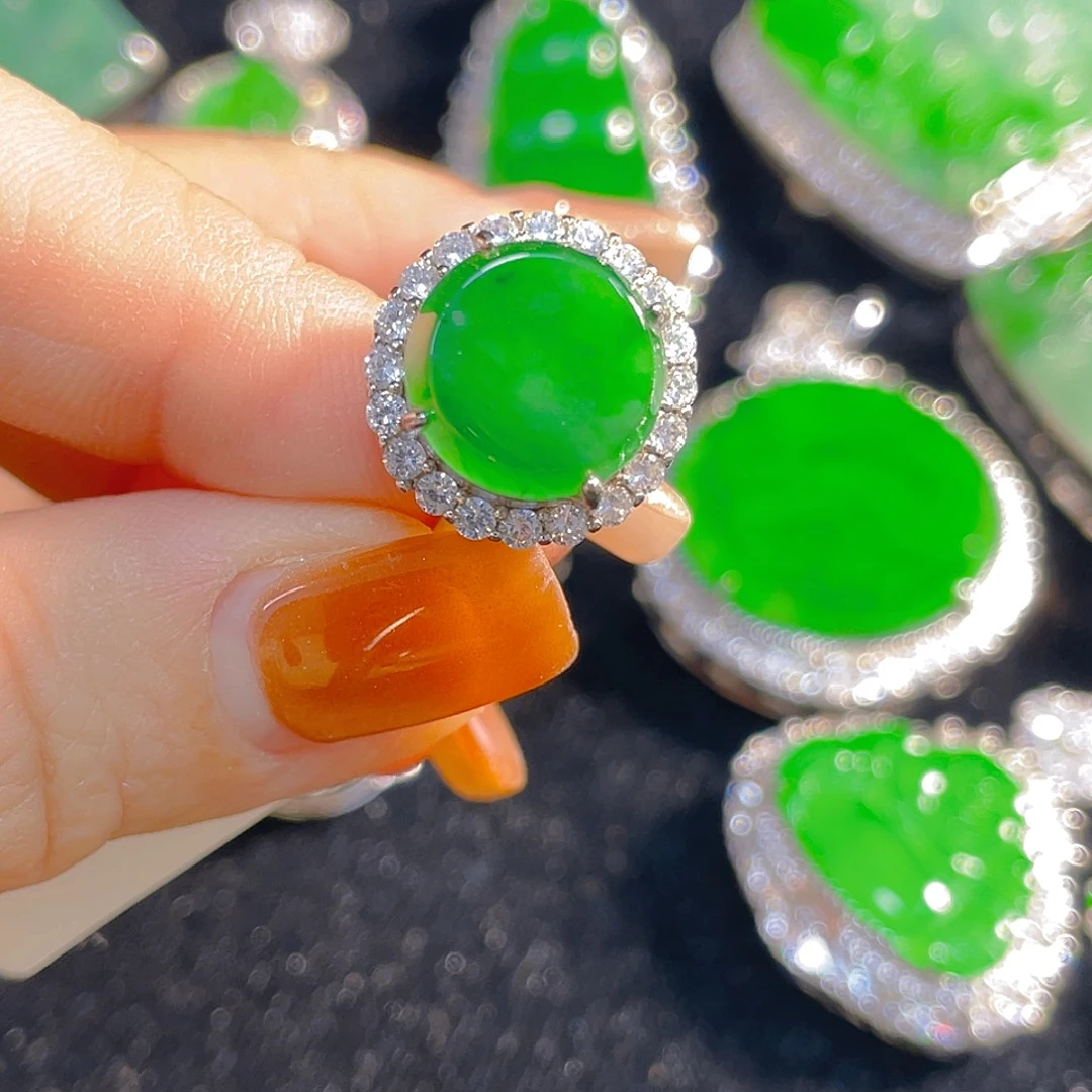 翡翠银S925镶嵌戒指翡翠