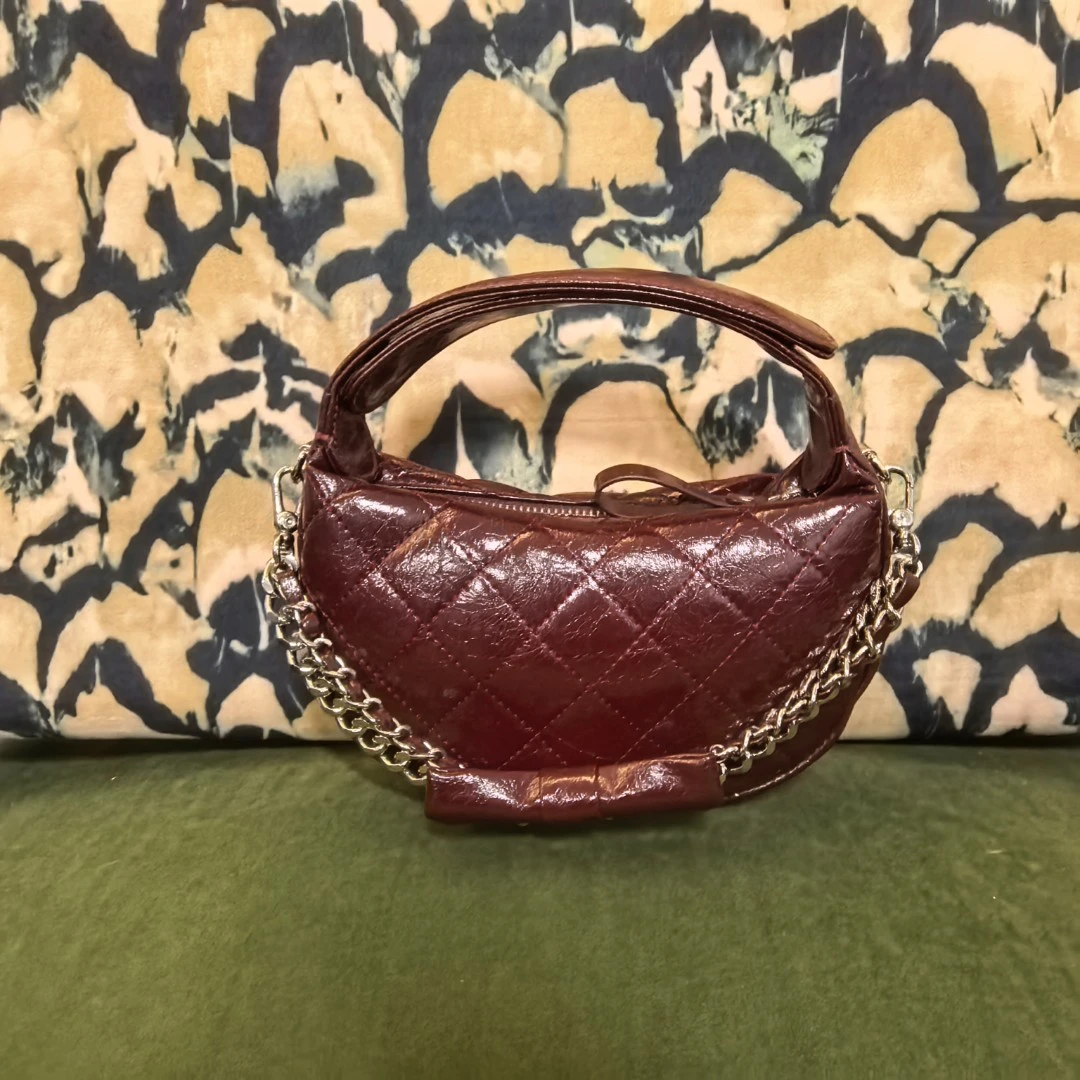 2025新款手工真皮女包 蝴蝶呼 酒红 1060