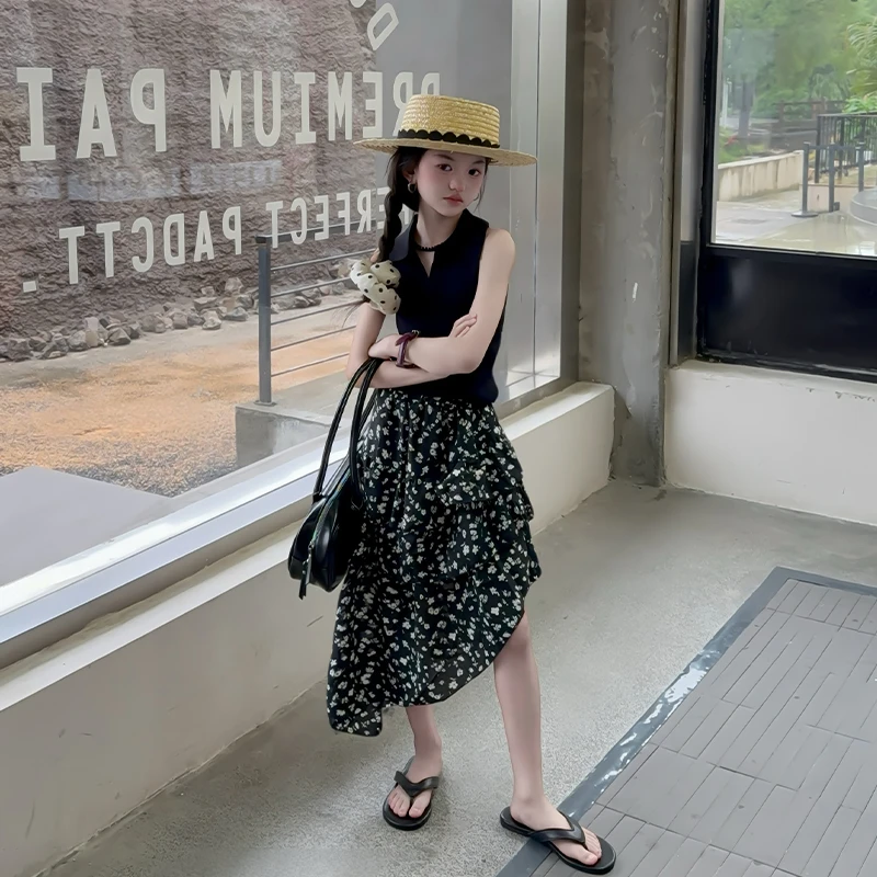 女童夏装6-12岁潮款高级感儿童裙子两件套女孩衣服夏季薄款时髦