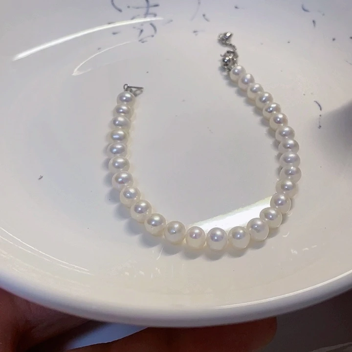 银S925镶嵌手链淡水珍珠