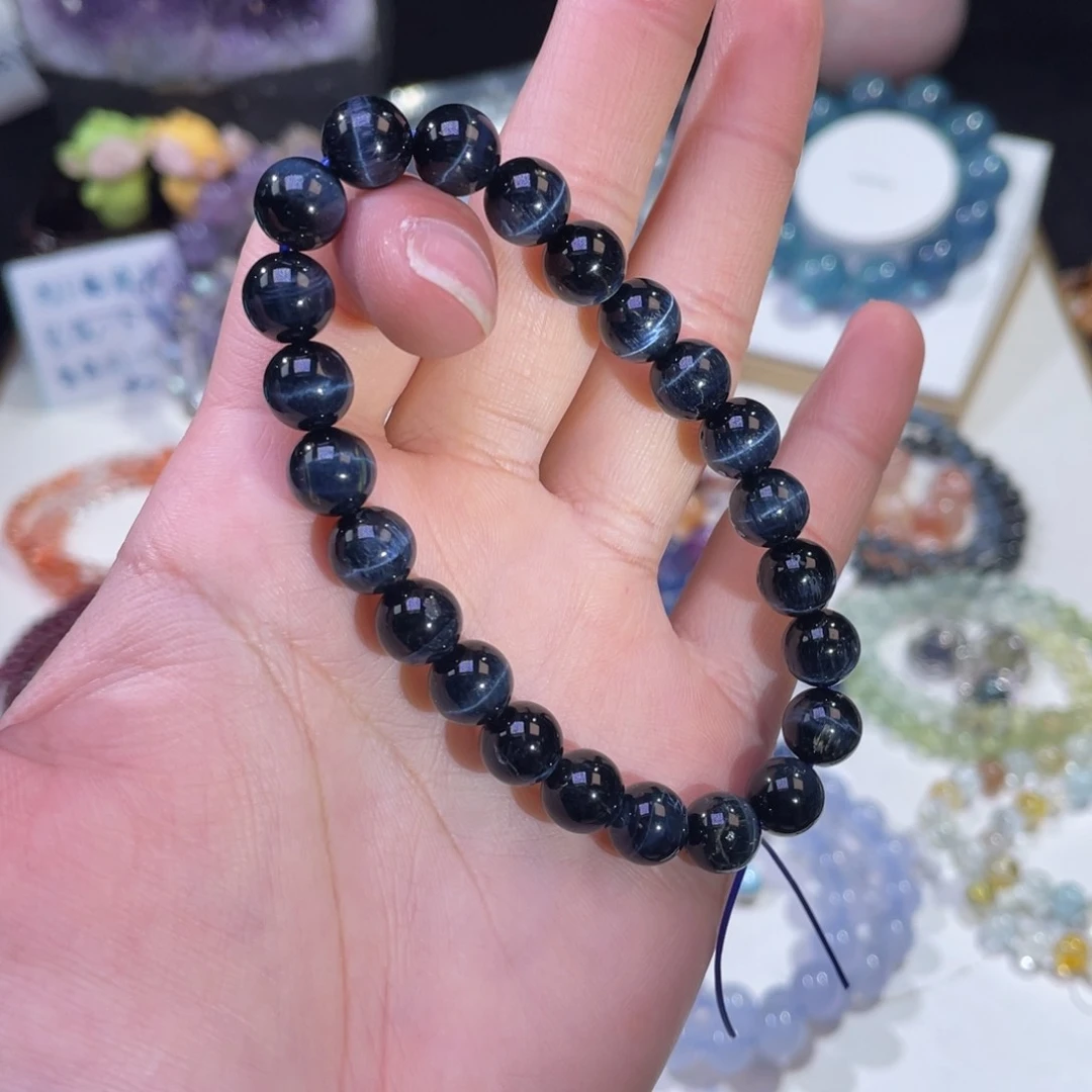 未镶嵌手链水晶闪电蓝虎眼8mm