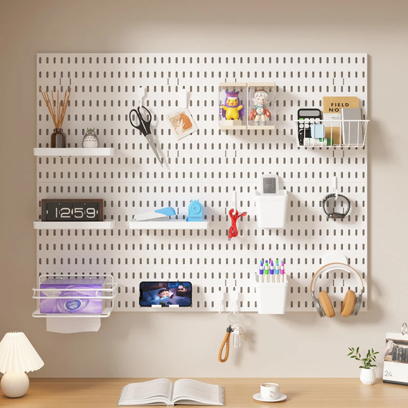 壁挂洞洞板免打孔收纳神器家用书房可定制塑料挂板挂钩挂篮展示架