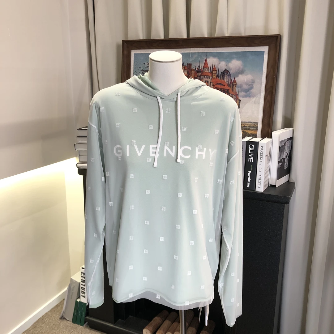 全新带吊 GI693 Givenchy纪梵希23款logo薄纱假两件连帽卫衣XS码