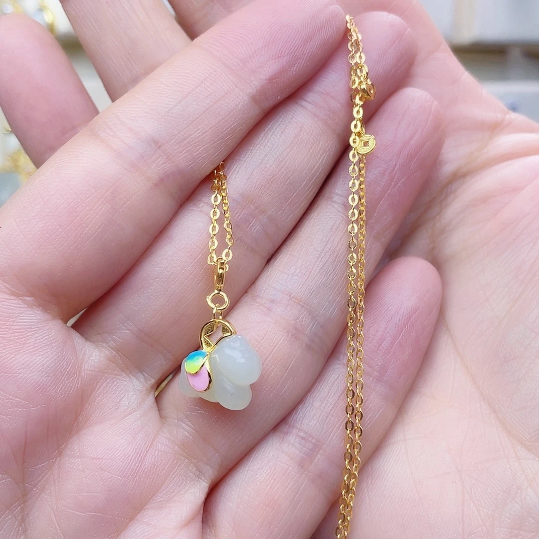 和田玉银S925镀金镶嵌颈饰