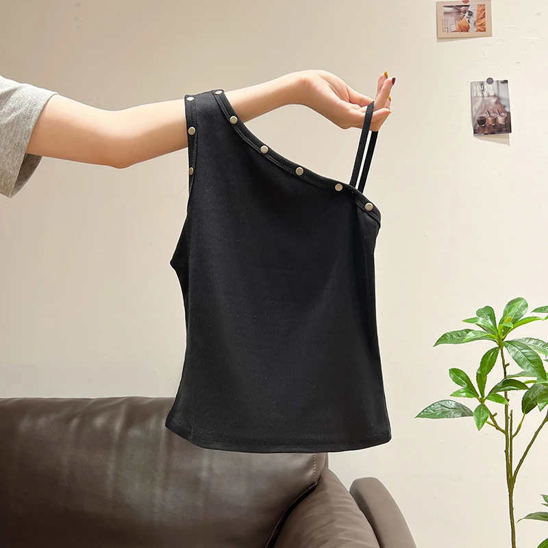 淡人系白色吊带背心女夏季2026小众设计感宽松显瘦t恤上衣