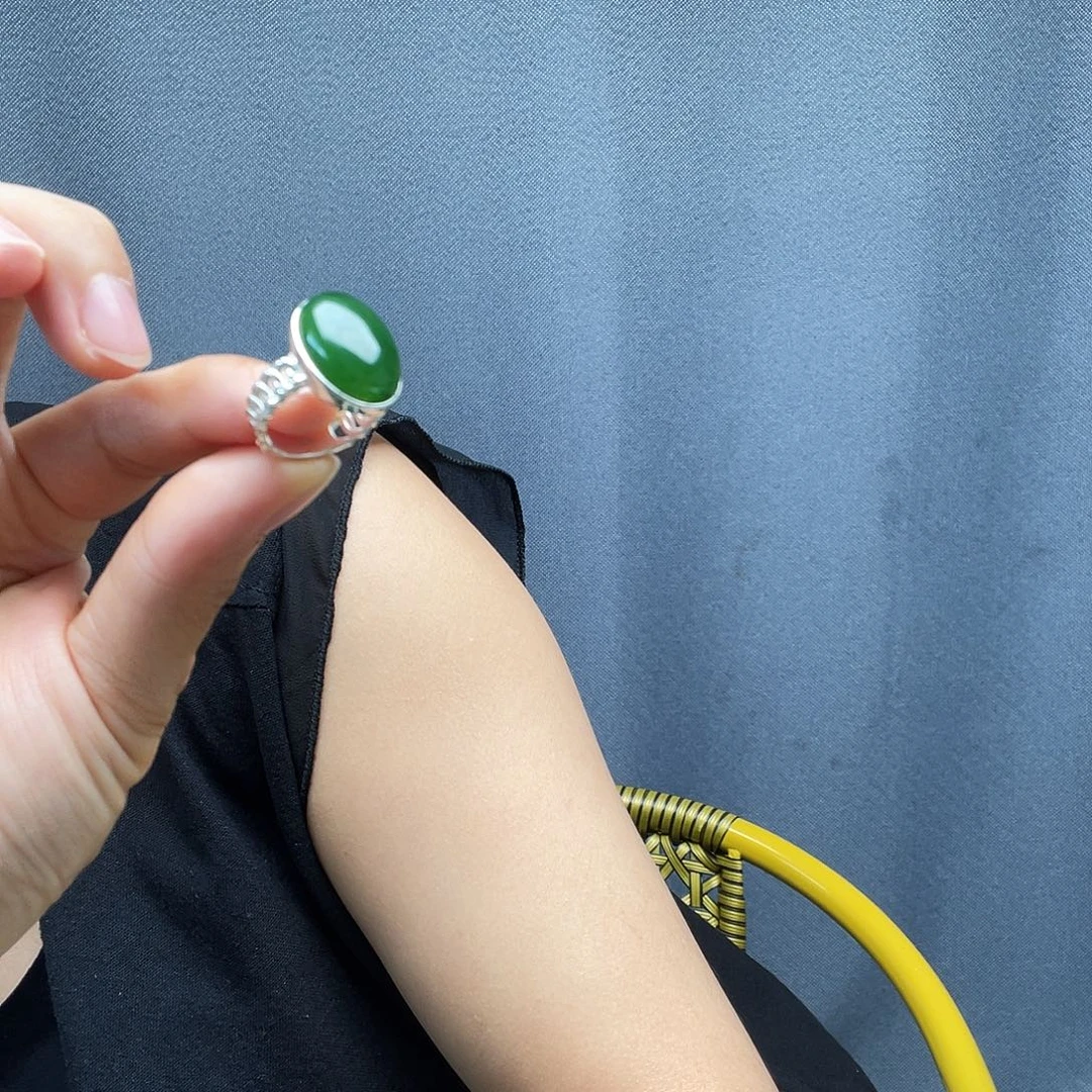 福***银S925镶嵌戒指和田玉