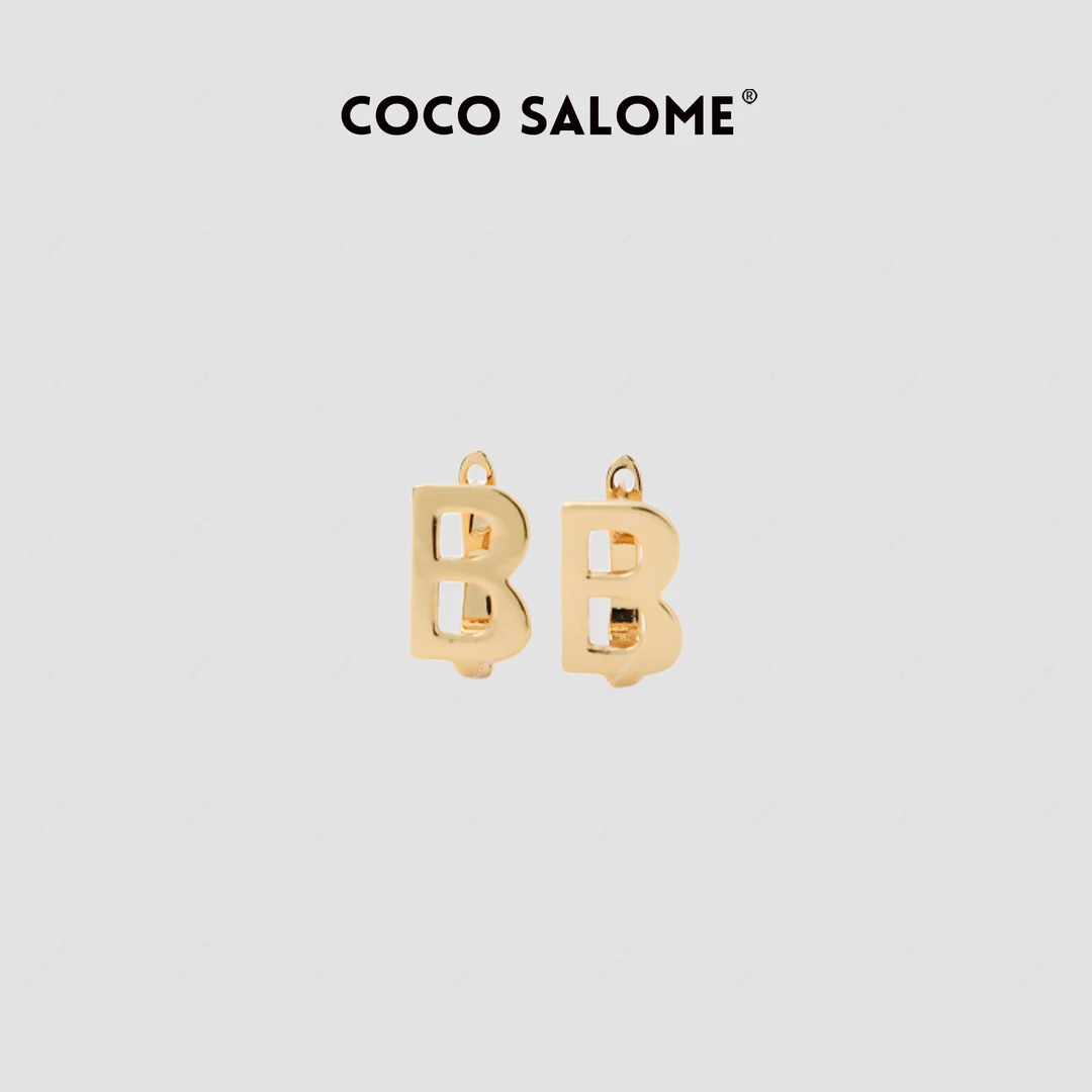 铜合金耳饰 COCO SALOME 新款光面字母时尚百搭耳环女耳钉 B125