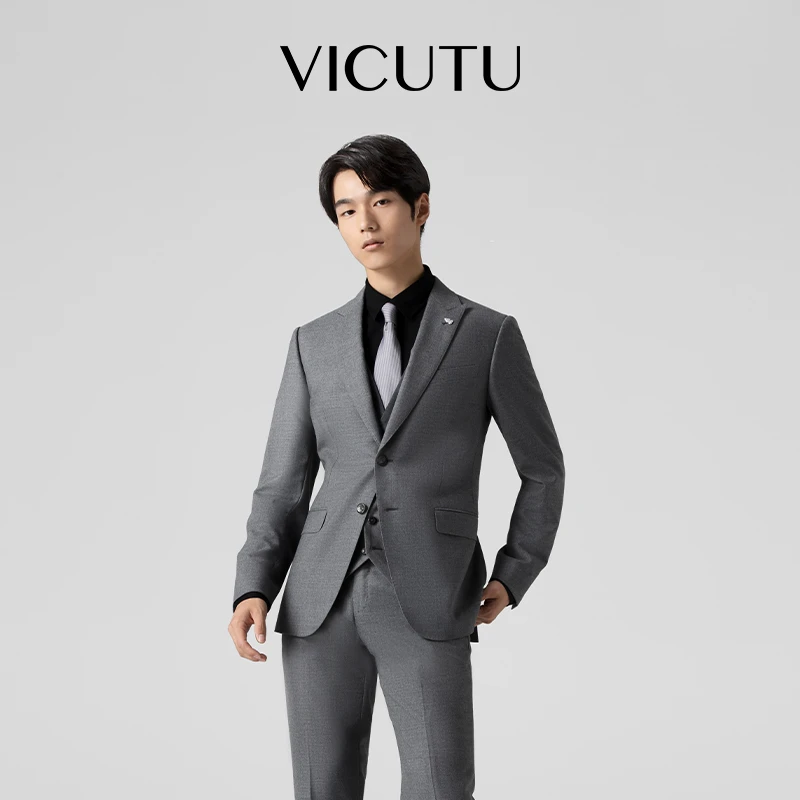 【801西服】威可多羊毛修身商务休闲新郎正装男士男装简约职业西装