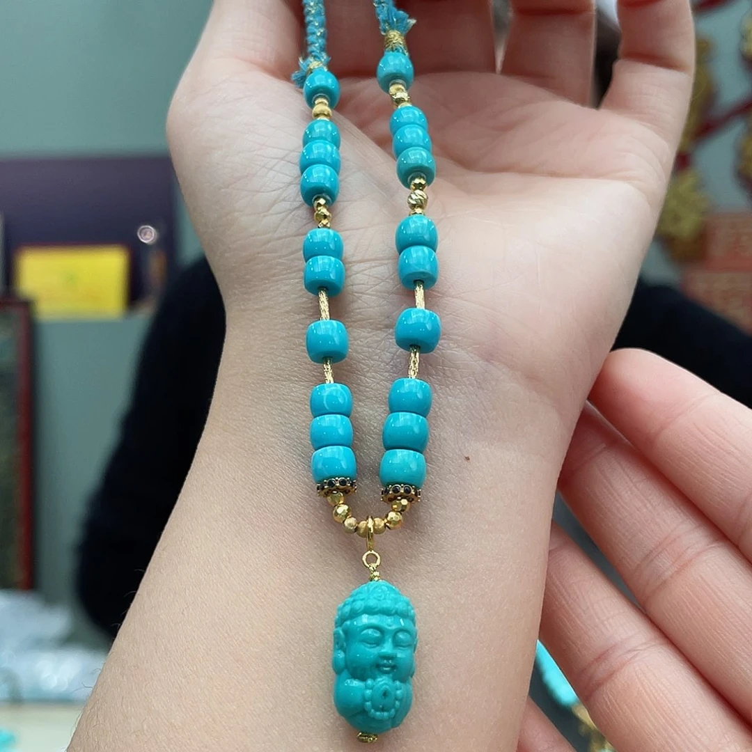 绿松石颈饰18K金镶嵌