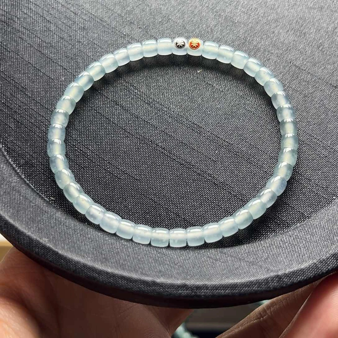 翡翠未镶嵌手串直切珠手串卡4.4mm