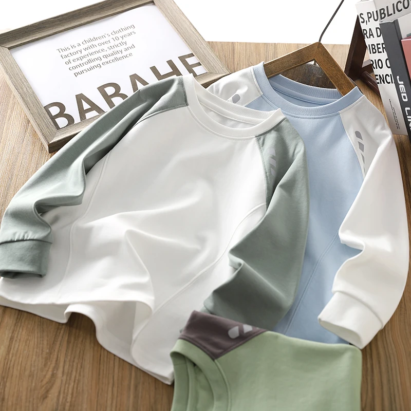 男童长袖T恤春装2025新款儿童春秋款打底衫男孩潮童装插肩袖上衣