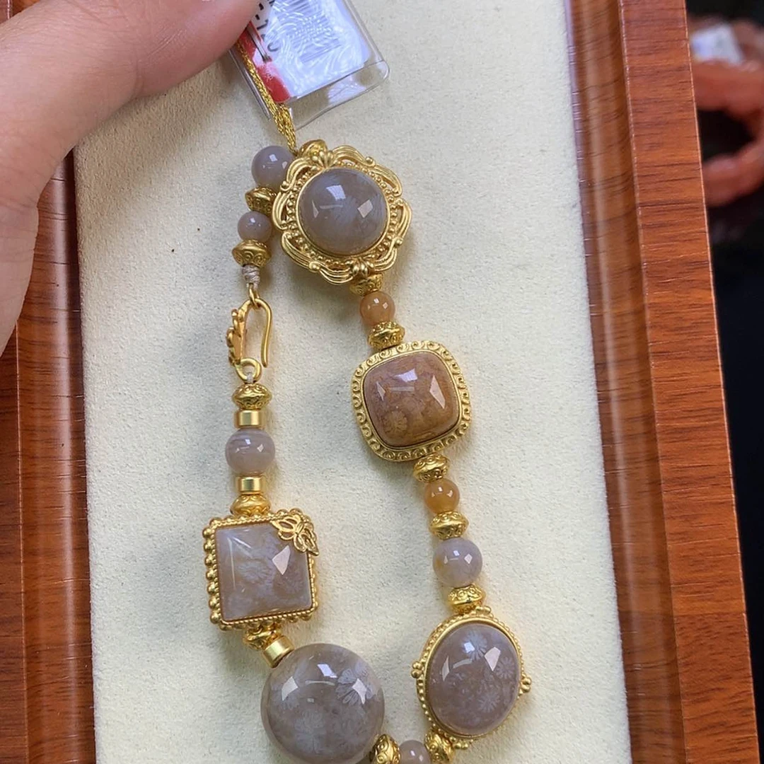【闪购商品】颈饰未镶嵌硅化珊瑚（珊瑚玉）镶嵌手链128漏88（25号）