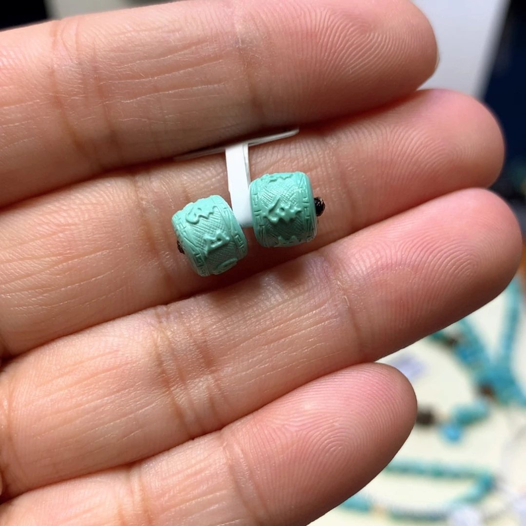 未镶嵌绿松石六字8mm