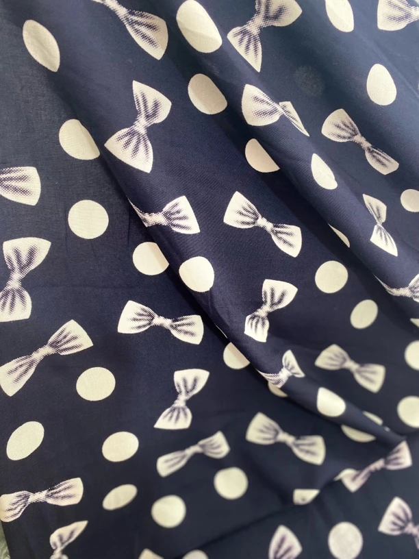2025夏季高端雕印桑棉绸面料纯棉服装料蝴蝶结（不支持7天无理由