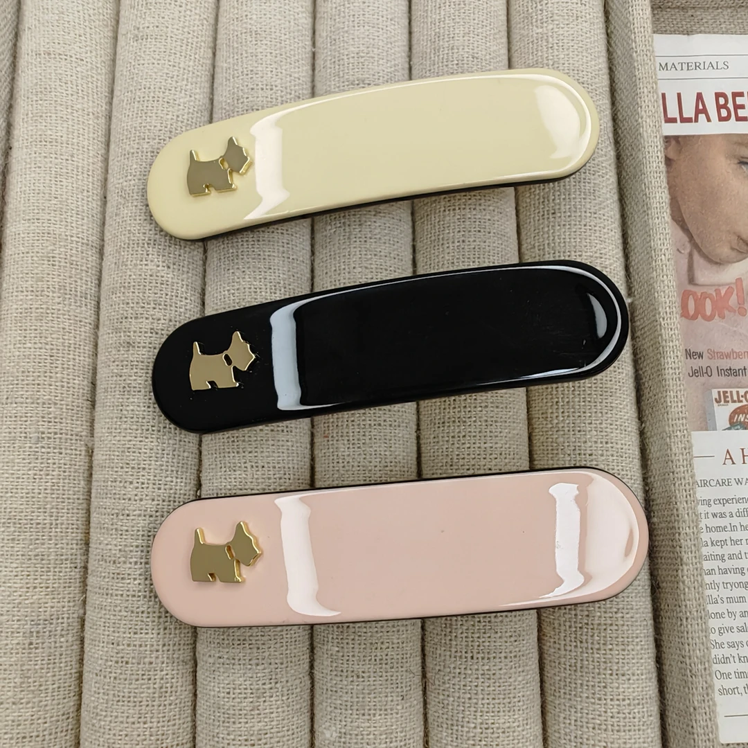 卓菲-原创设计简约醋酸小狗椭圆边夹4254