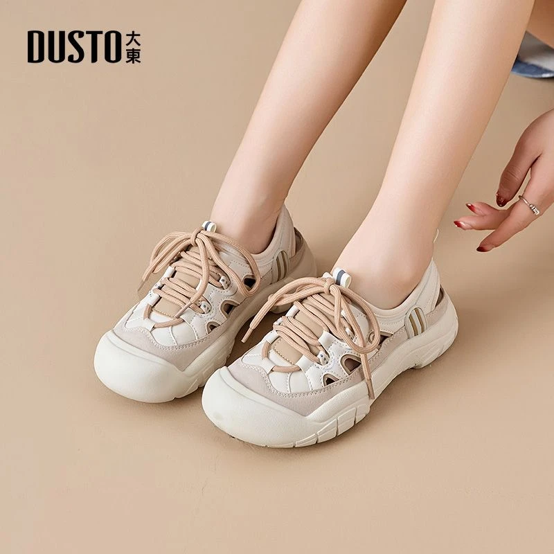 大东百搭丑萌鞋春夏新款镂空透气运动休闲鞋厚底舒适外穿女鞋3156