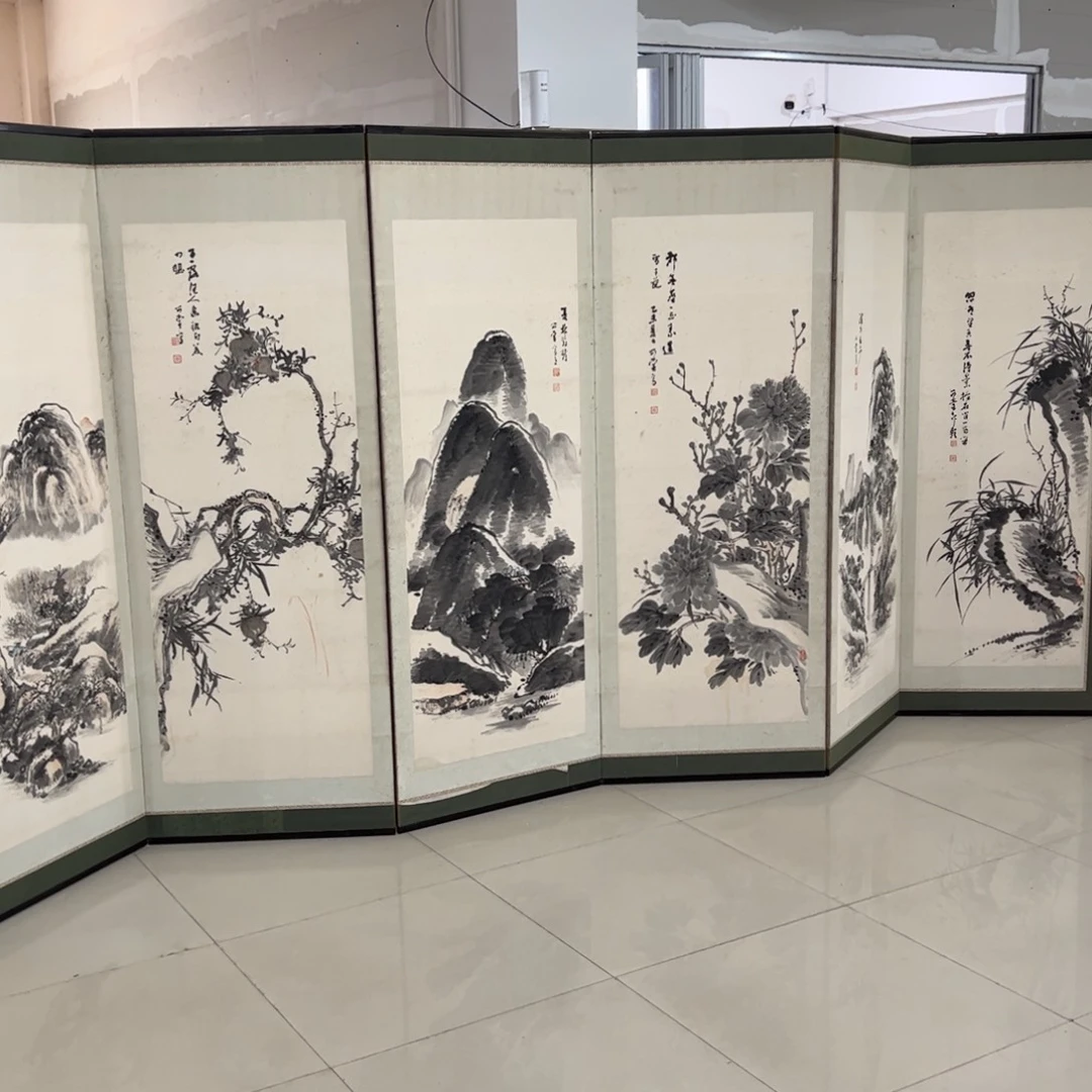 绘画屏风框画茶空间设计