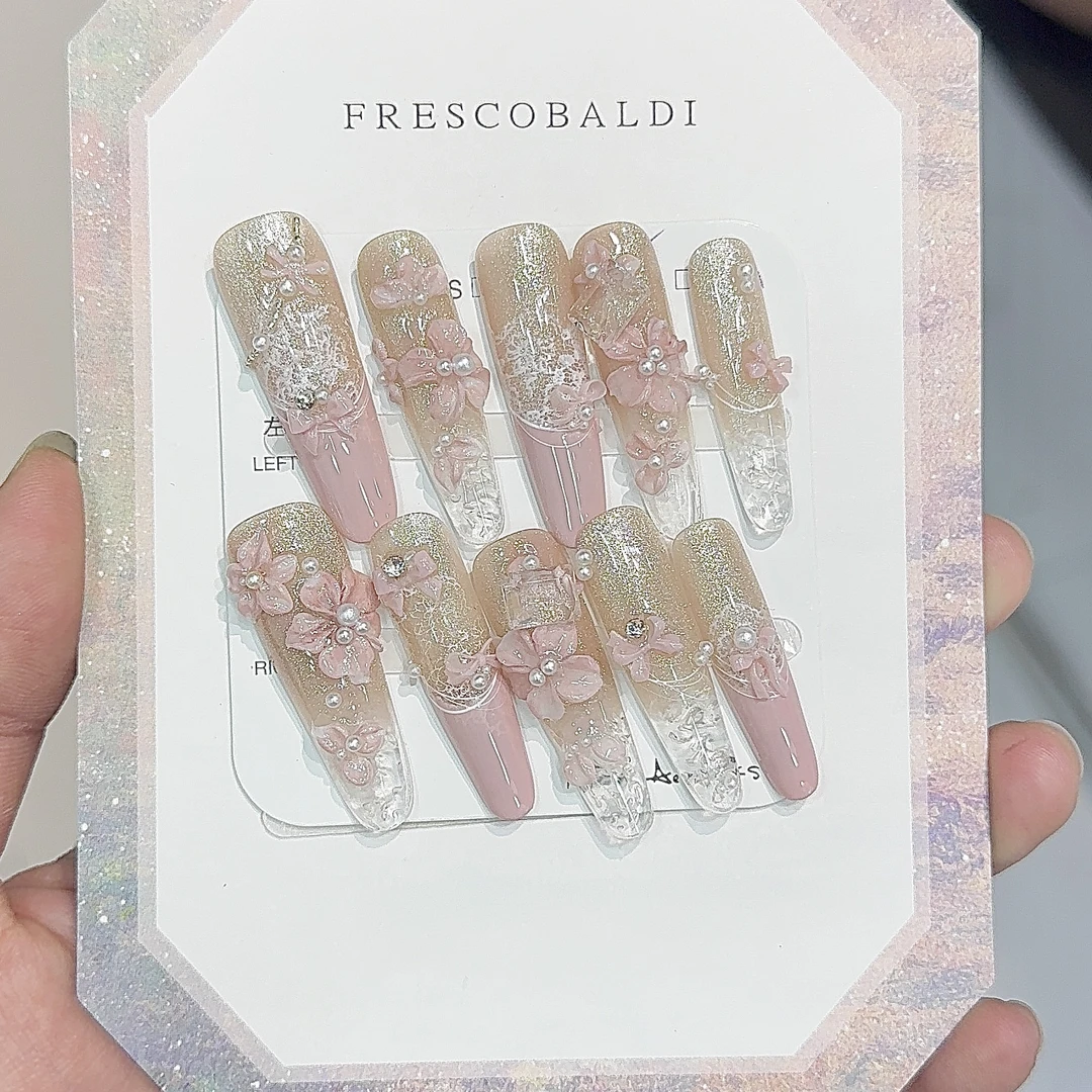 桃花冻--2025春季纯欲仙气手工穿戴甲