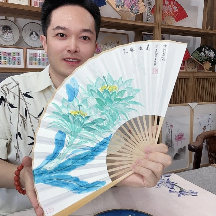 纸手绘作品折扇八寸折扇