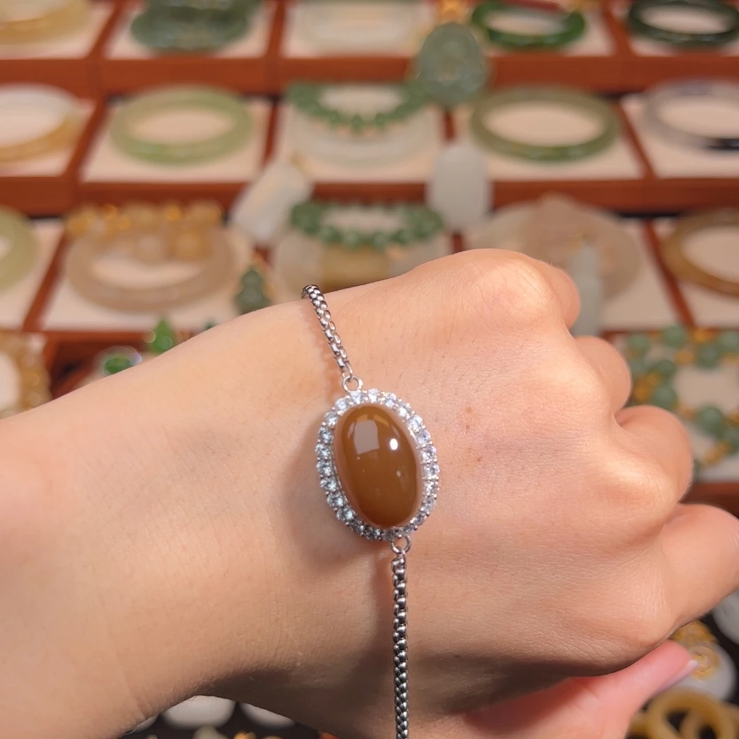 和田玉银S925镶嵌手链