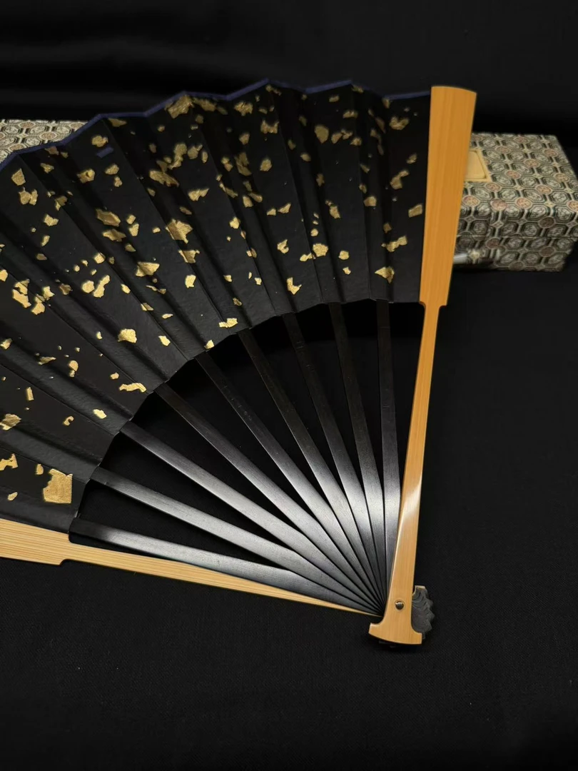 【游魏】老玉竹绿木芯制扇名师非遗传承人精工文玩折扇