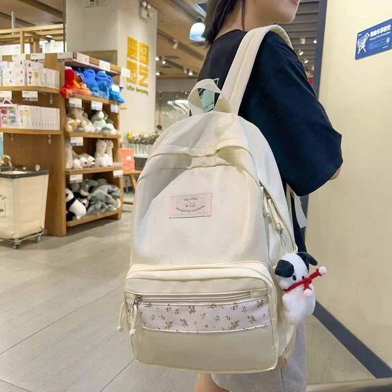 碎花高中书包小众大学生高中生设计双肩包大容量ins背包慵懒日系