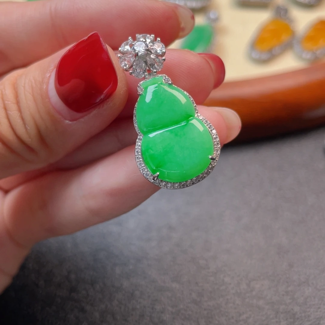 翡翠吊坠(不含链)银S925镶嵌