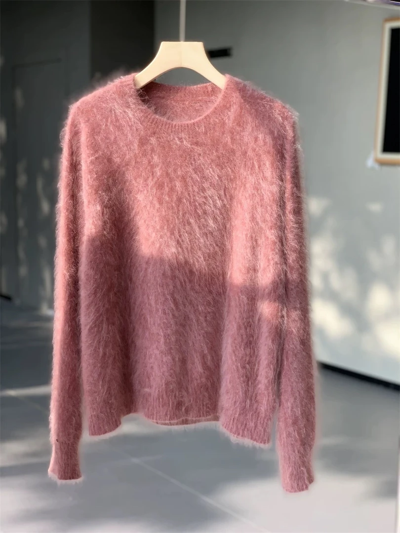 傍晚时分 云雾感拉毛山羊绒衫女氛围感拉绒长袖长毛宽松毛衣