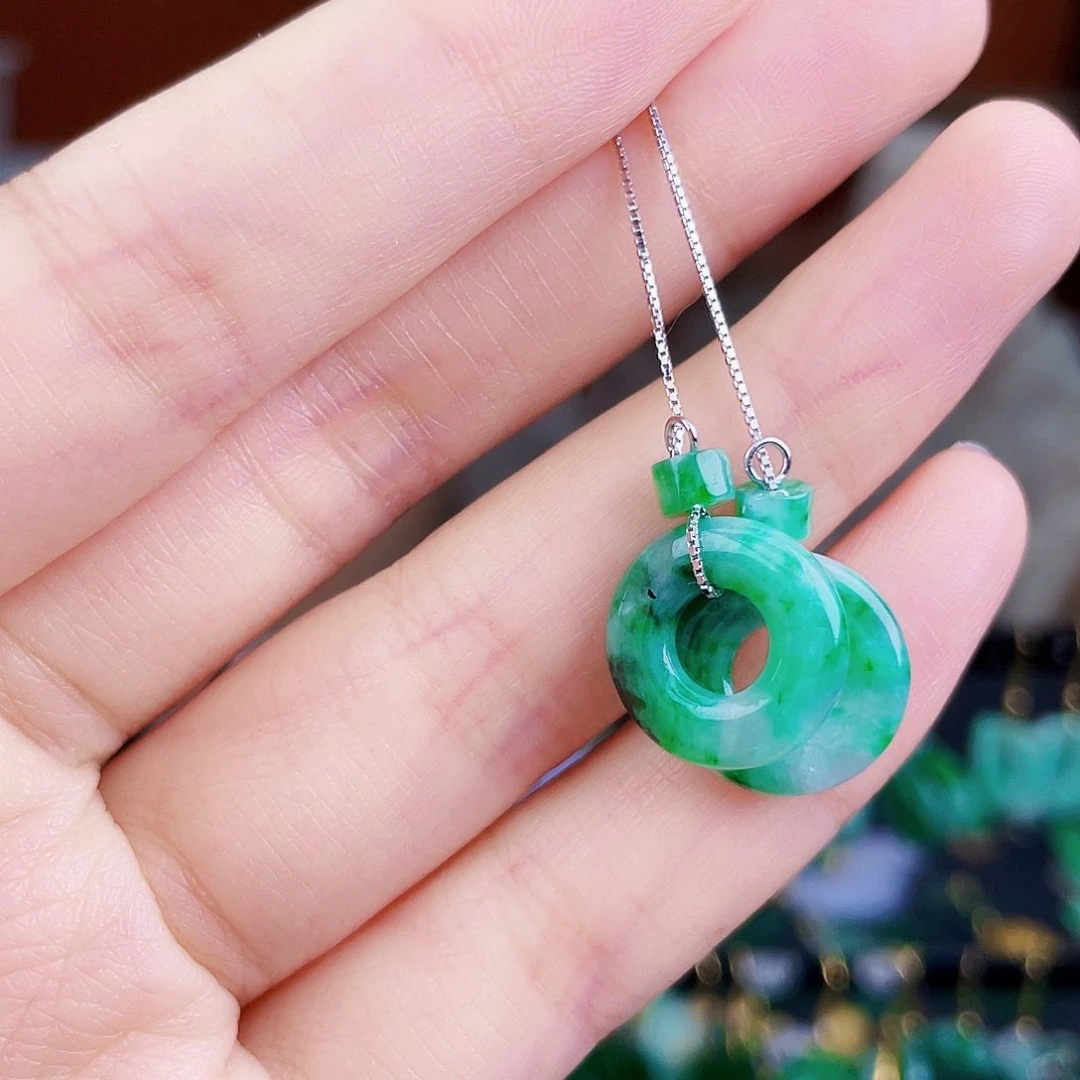 翡翠银S925镶嵌耳饰饰品