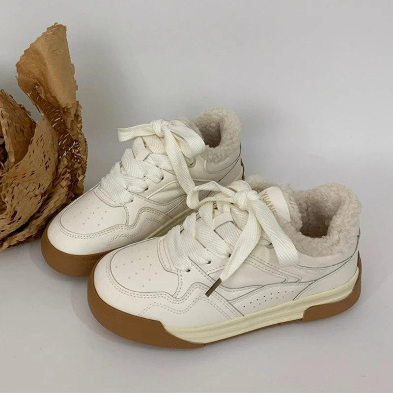 Moleubak爆款女鞋冬季深口系带时尚休闲鞋鞋子保暖休闲鞋橡胶ins