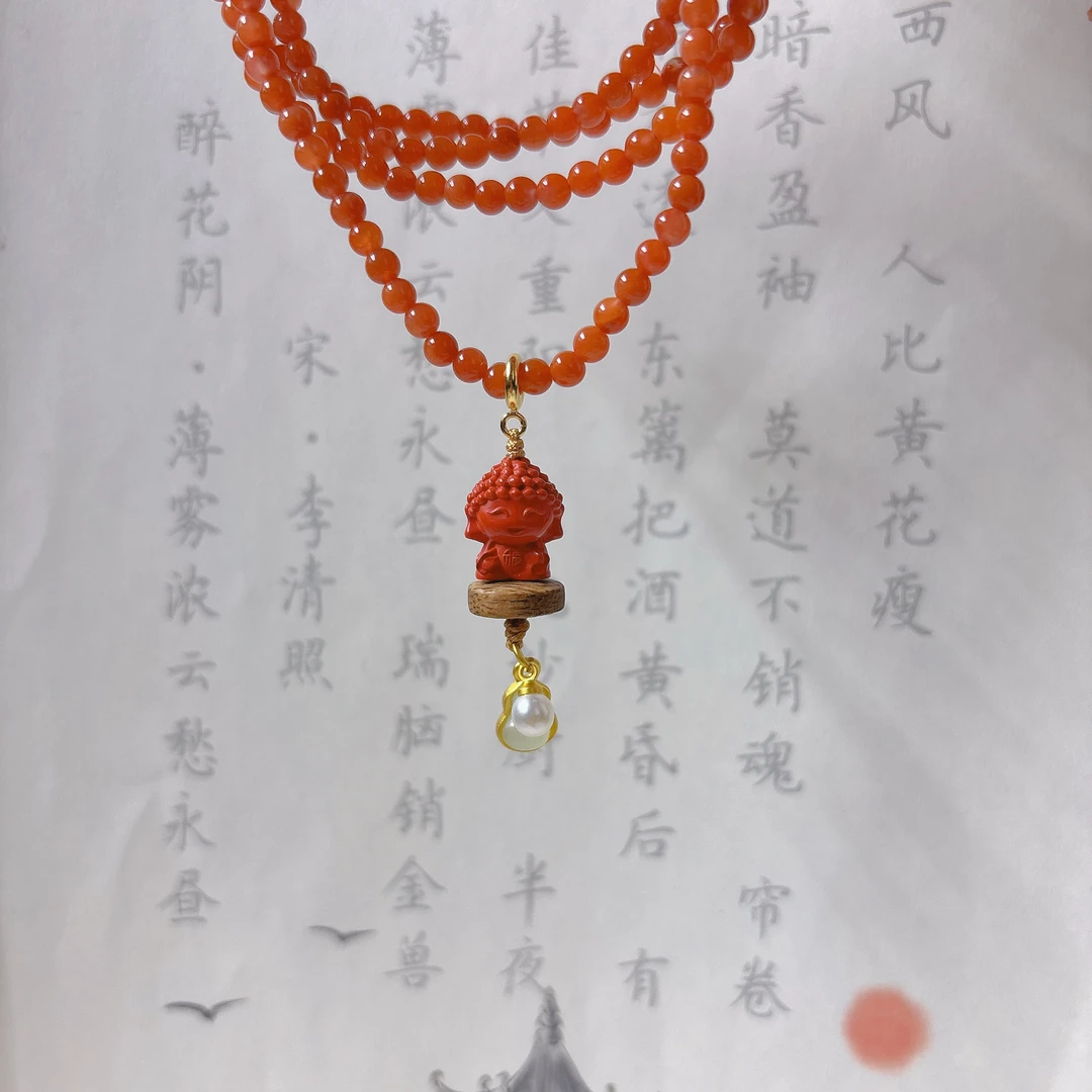 原创本命年红色双面小佛小滴溜配葫芦手链项链万能扣吊坠挂件配饰