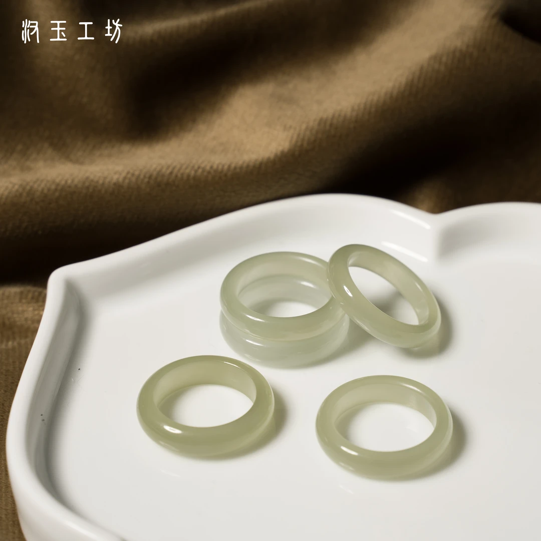 汉玉工坊   晴柔|和田玉*晴水素圈戒指 颜色多样性发一