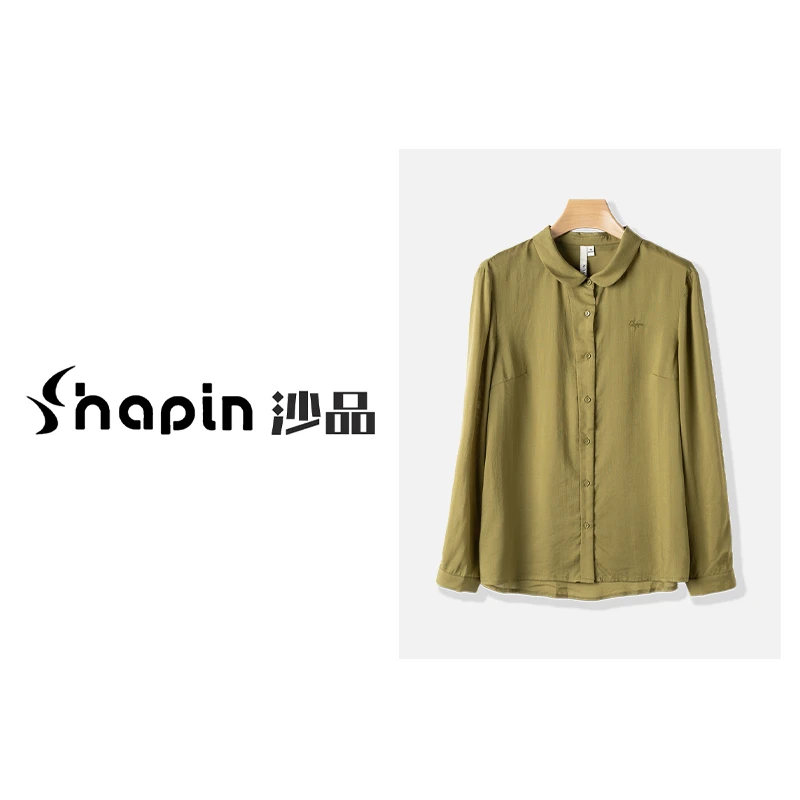 纯色单排扣小翻领百搭长袖衬衣舒适柔软通勤衬衫女DD5226