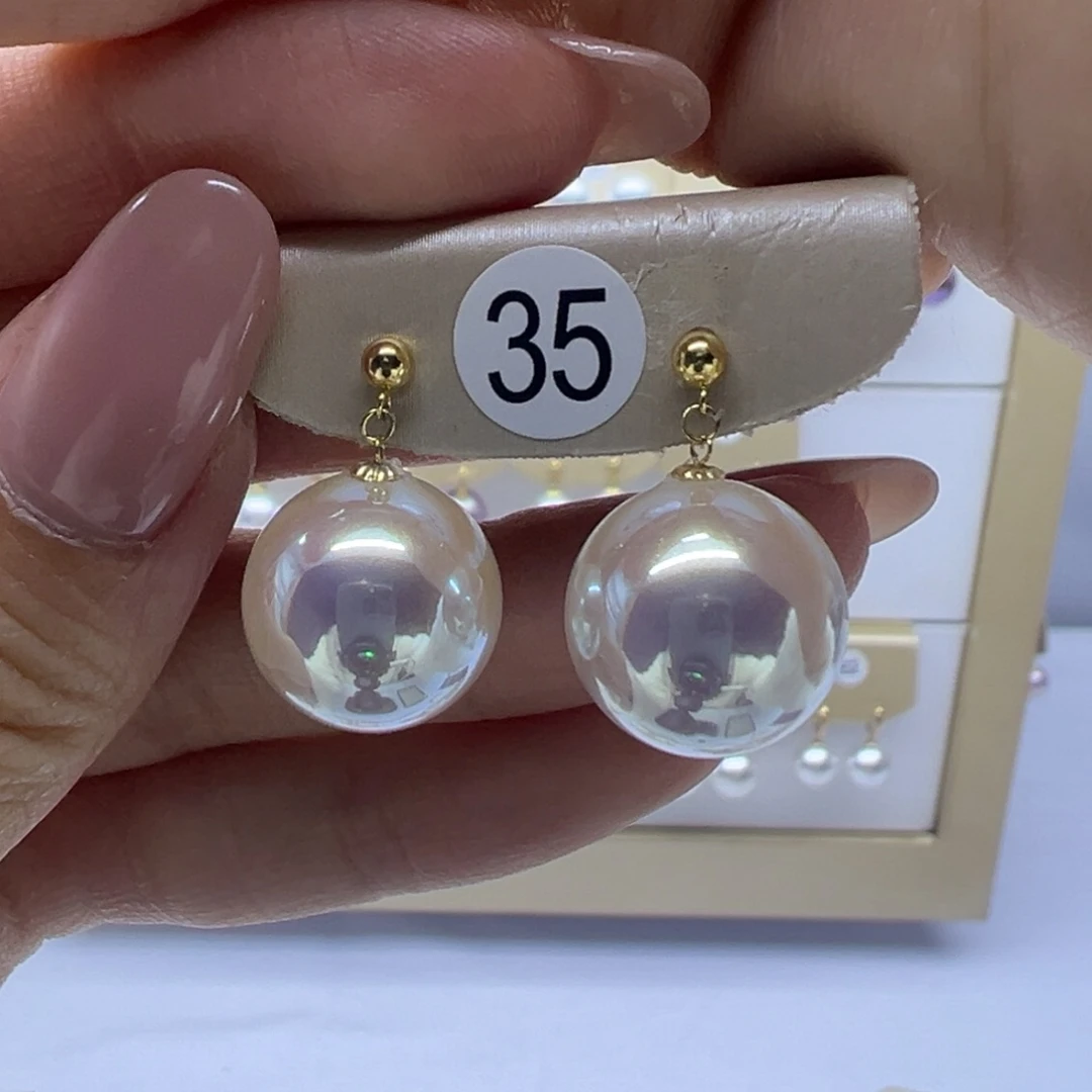 耳饰18K金镶嵌淡水珍珠