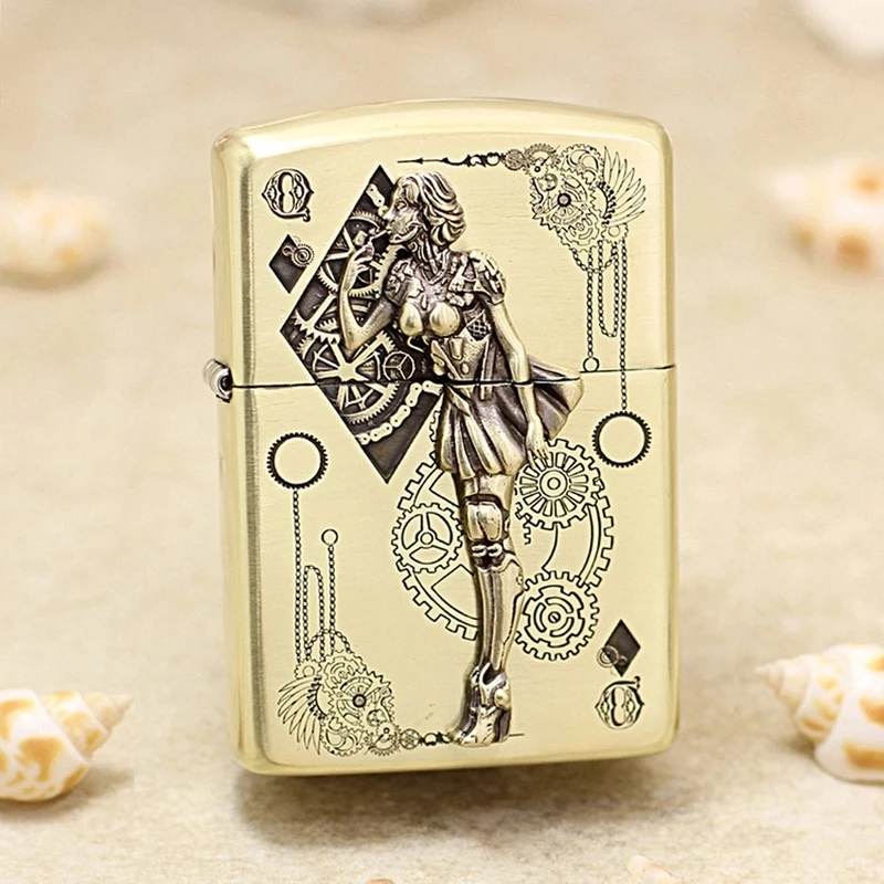 zippo打火机168精雕贴章风中女郎风女人物系列DY9912TZ【凯亚】