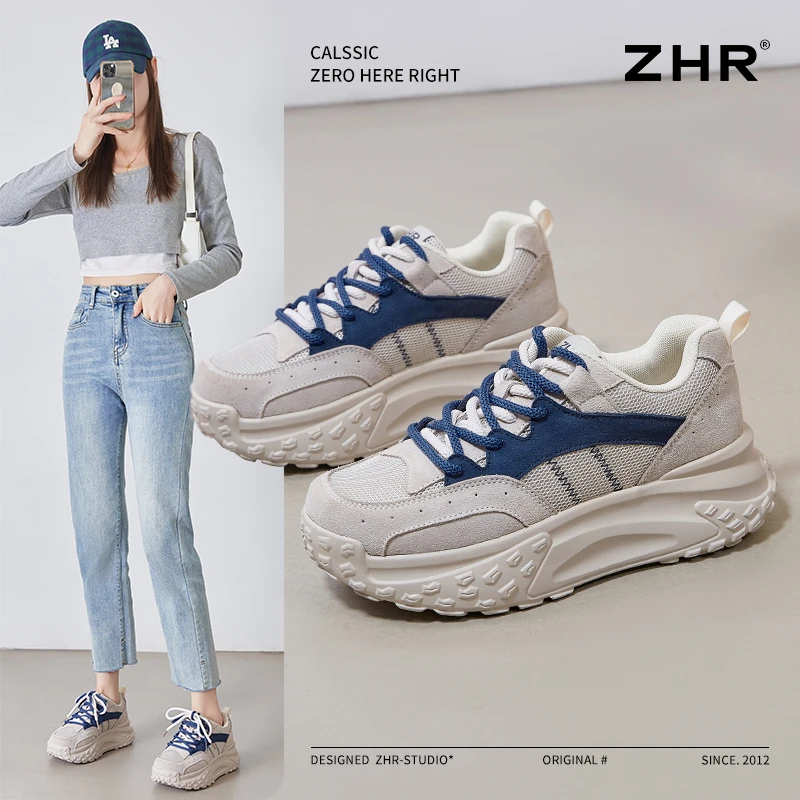 ZHR/则则休闲运动鞋女秋季厚底增高轻便透气百搭时尚鞋轻便老爹鞋