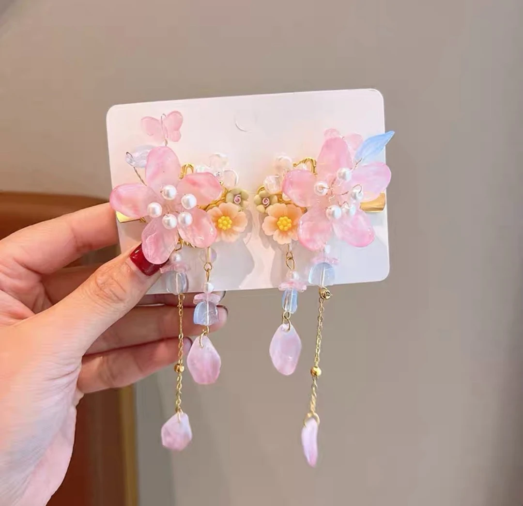 GF467 儿童新年发夹女童古风汉服头饰女孩国风锦鲤发卡宝宝流苏拜