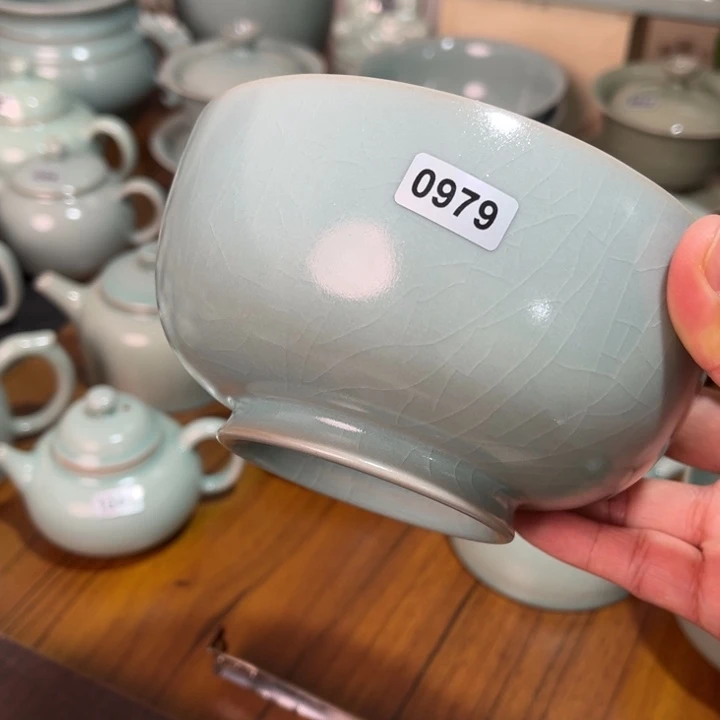 杯子0979手工大罗汉碗，青鸾汝瓷原矿釉